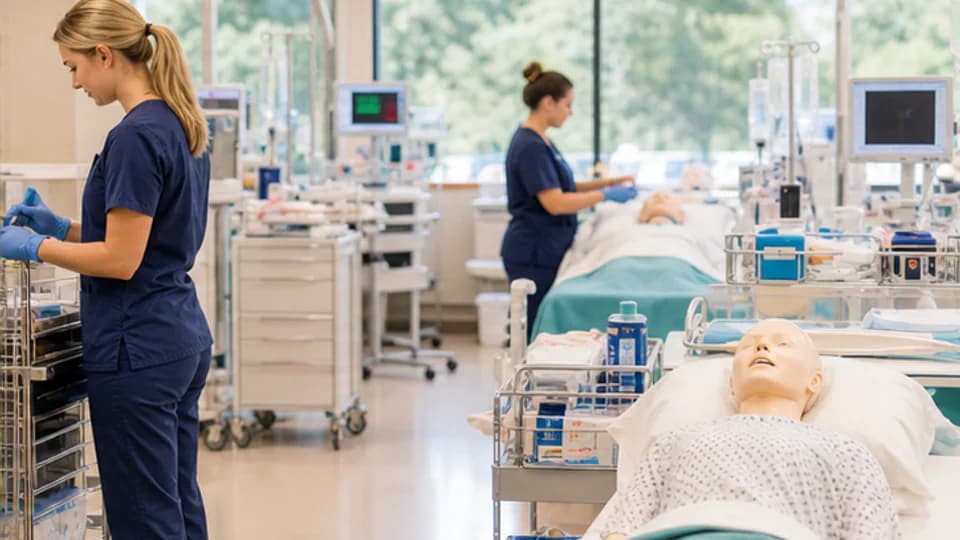 A practical-nursing skills lab prepared for clinical instruction